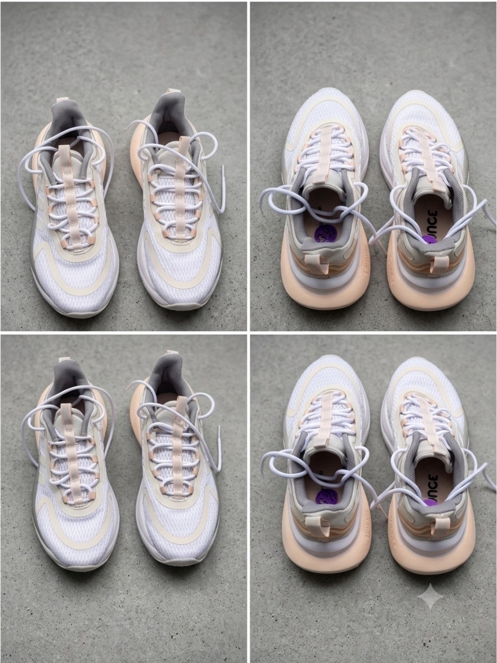adidas Light Peach and White Running Sneakers